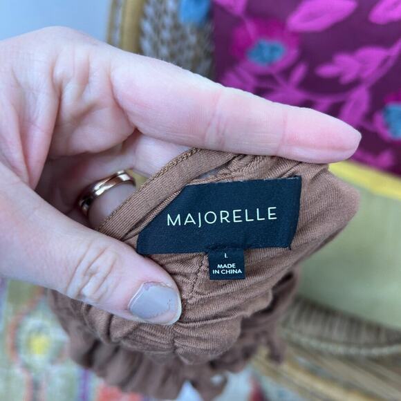 Revolve Majorelle Neutral Brown Strappy Stretch Cinched Janice Mini Dress Large - Picture 6 of 7